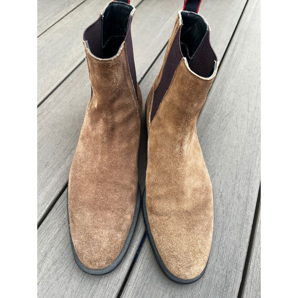 Hugo Boss Mens Tan Suede Chelsea Boots Brown Elastic‎ Gusset / Size Mens 9
